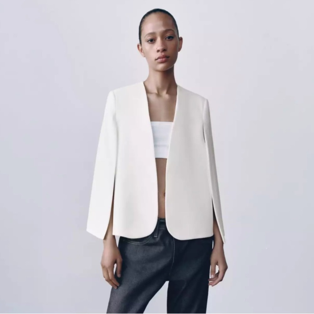 ZARA Women's Cream Cape Blazer
